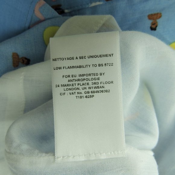 Rare Larke Anthropologie ruffle dress blue cute summer fun print 2XS petite - Picture 13 of 13